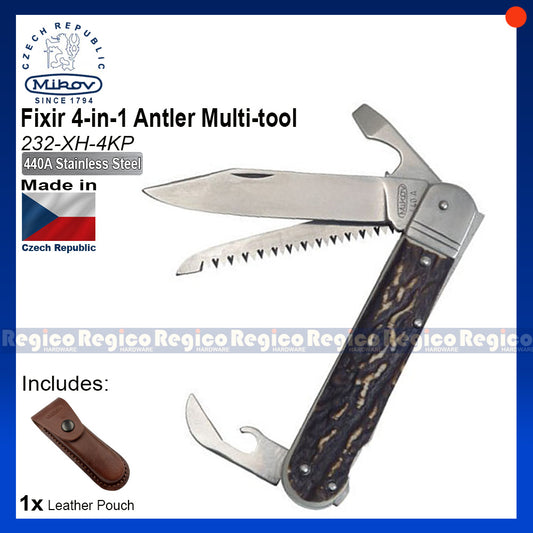 Mikov Czech Republic Made Fixir Faux Antler Pocket Multitool Swiss Army Knife