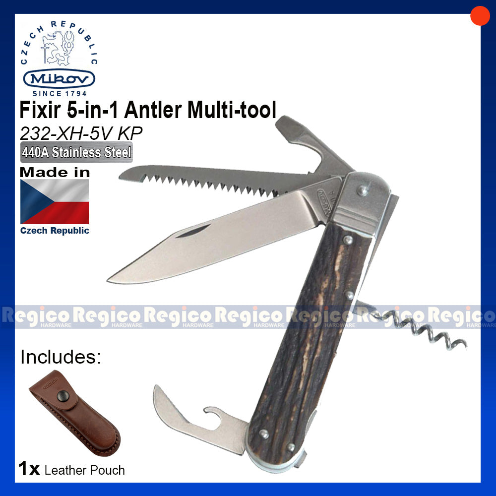 Mikov Czech Republic Made Fixir Faux Antler Pocket Multitool Swiss Army Knife