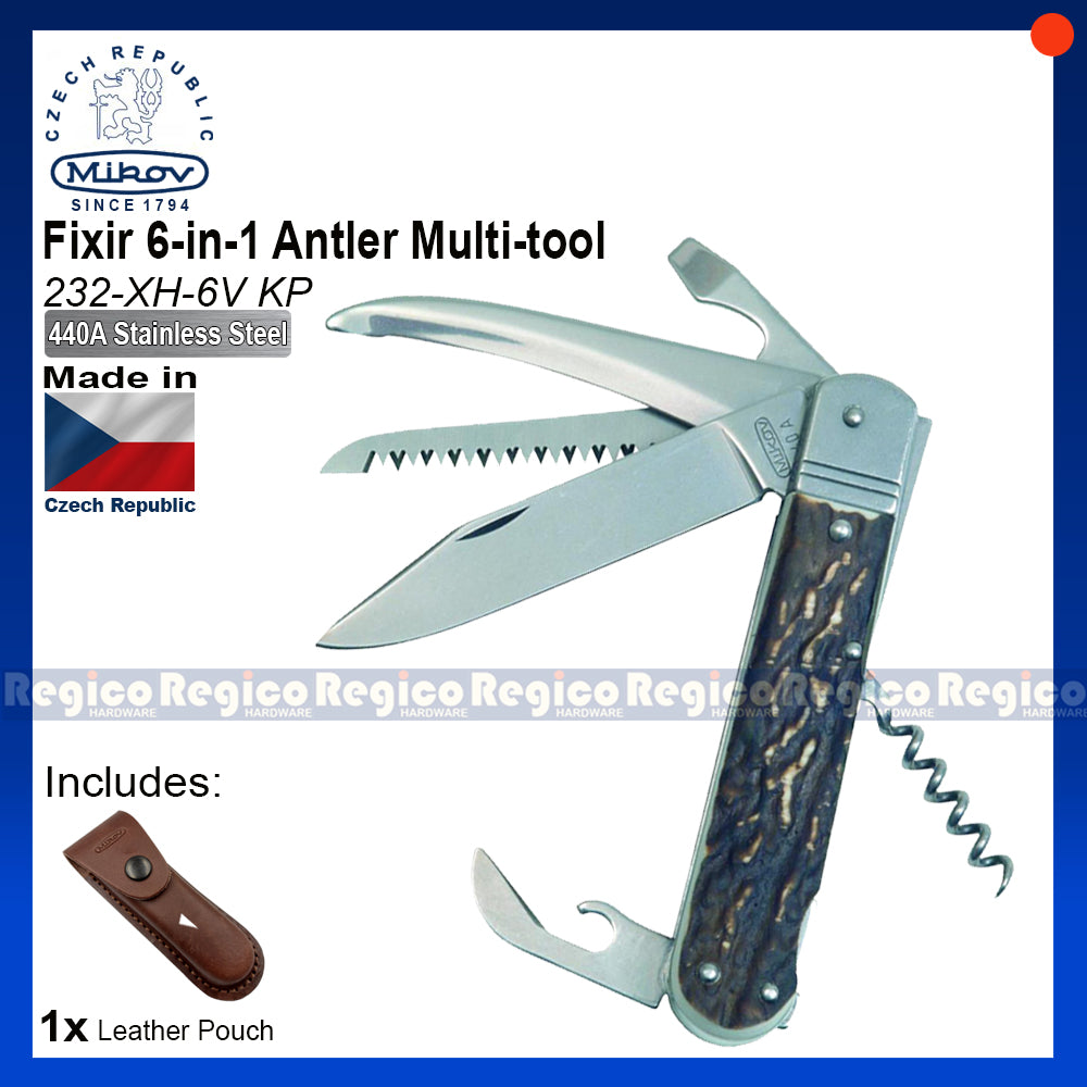 Mikov Czech Republic Made Fixir Faux Antler Pocket Multitool Swiss Army Knife