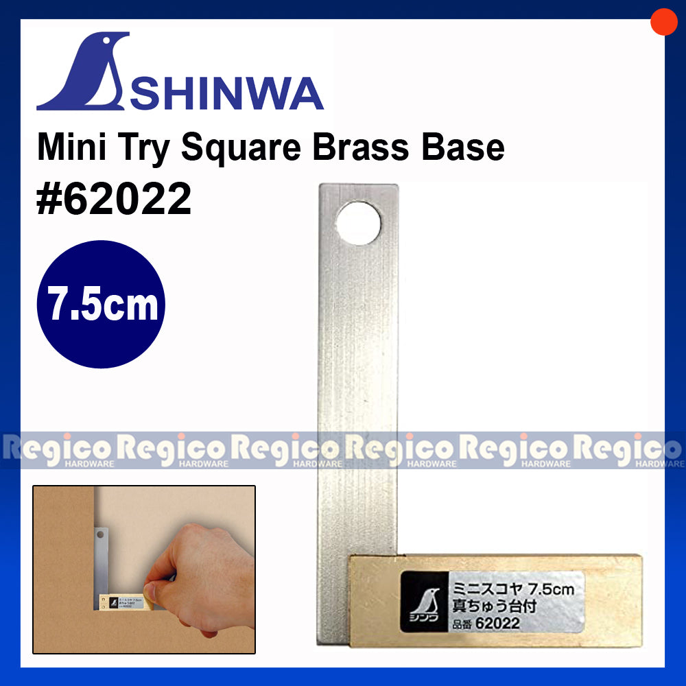 Shinwa Mini Precision Square Tri Square with Brass Base Carpenter Square