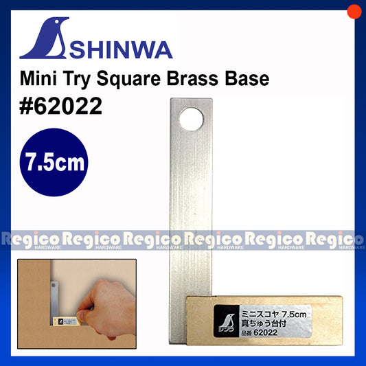 Shinwa Mini Precision Square Tri Square with Brass Base Carpenter Square