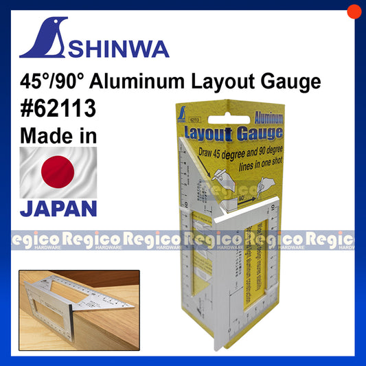 Shinwa #62113 Aluminum Woodworking Layout Gauge 45 Degree 90 Degree Made in Japan Scribe Mark T-Type Ruler Square Layout Miter Line Gauge Carpenter
