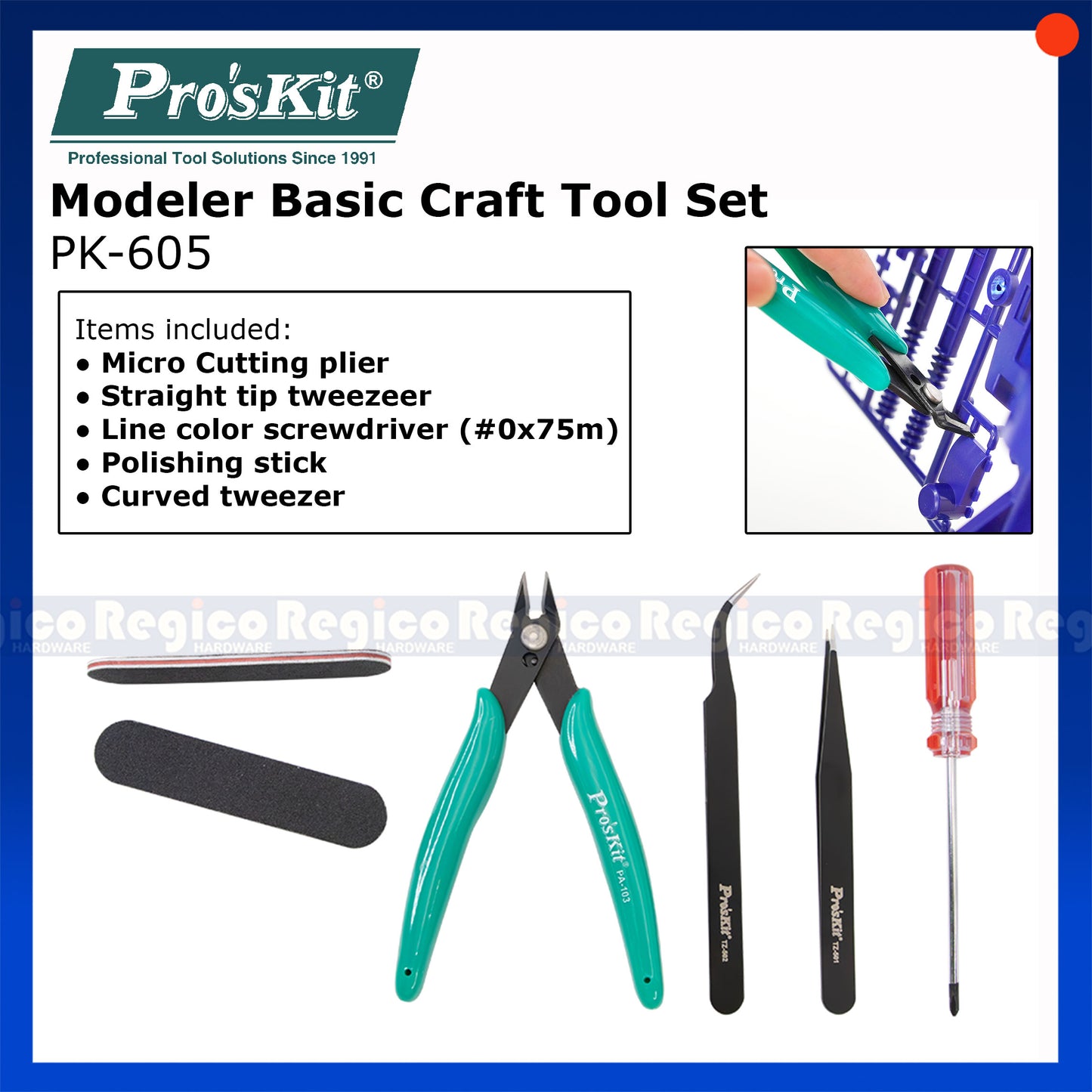 Proskit Gundam Tools Modeler Basic Tools Craft  Set for Car Figurine Tank Modeling Kit Set PK-605