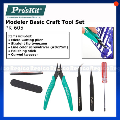 Proskit Gundam Tools Modeler Basic Tools Craft  Set for Car Figurine Tank Modeling Kit Set PK-605