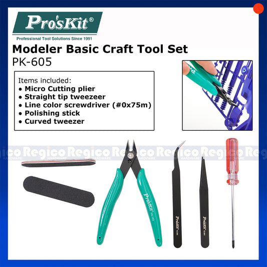 Proskit Gundam Tools Modeler Basic Tools Craft  Set for Car Figurine Tank Modeling Kit Set PK-605