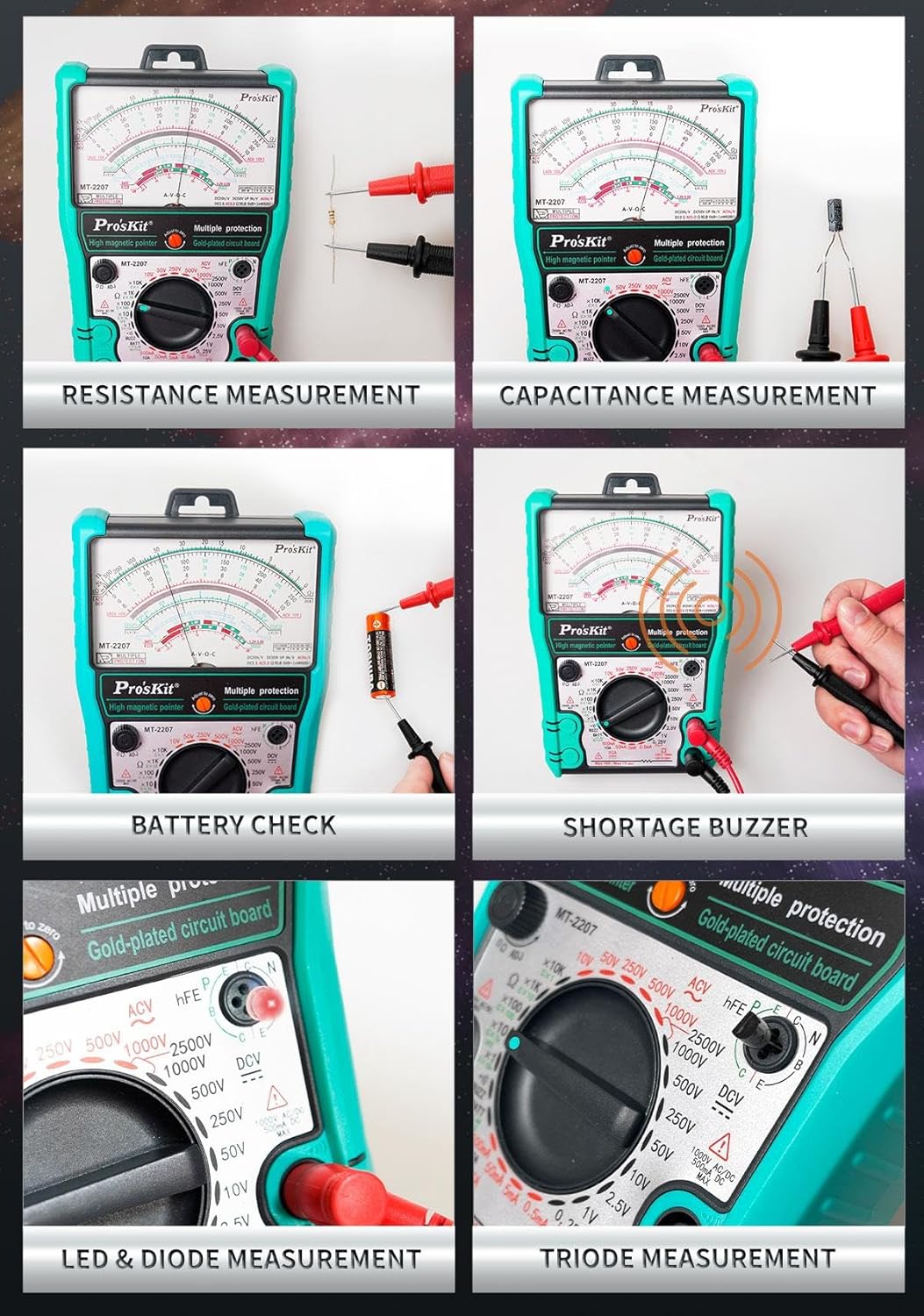 Proskit Analog Multi Meter Tester Multimeter Multitester Voltmeter Ammeter MT-2208 MT-2207