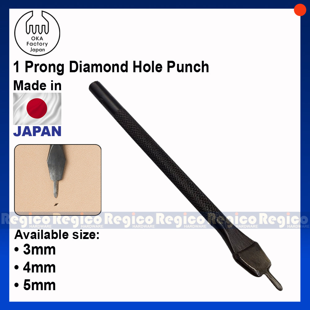 Oka (3mm-5mm) 1 Pronged Pointed Chisel Diamond Hole Punch for Leatherworking Leather Craft Tools