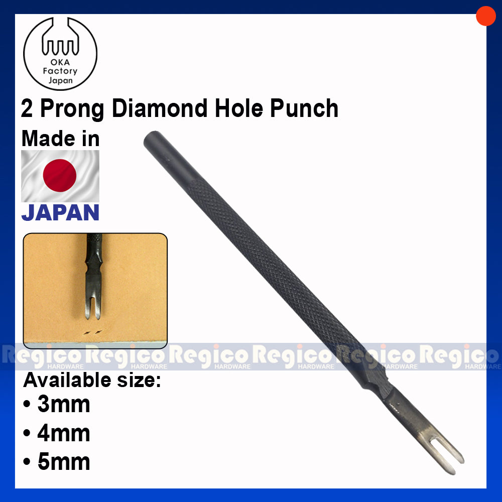 Oka (3mm-5mm) 2 Prong Pointed Chisel Diamond Hole Punch for Leatherworking Leather Craft Tools