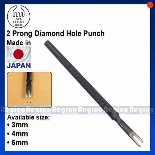 Oka (3mm-5mm) 2 Prong Pointed Chisel Diamond Hole Punch for Leatherworking Leather Craft Tools