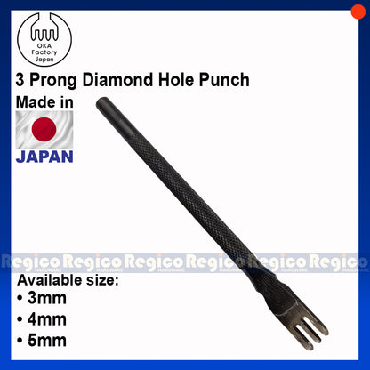 OKA (3mm-5mm) 3 Prong Pointed Chisel Diamond Hole Punch for Leatherworking Leather Craft Tools