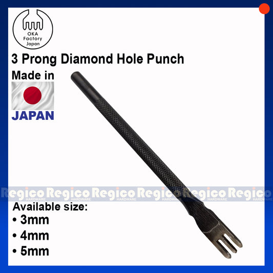 OKA (3mm-5mm) 3 Prong Pointed Chisel Diamond Hole Punch for Leatherworking Leather Craft Tools