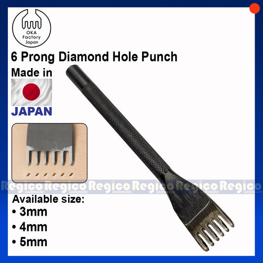 Oka (3mm to 5mm) 6 Prong Pointed Chisel Diamond Hole Punch for Leatherworking Leather Craft Tools