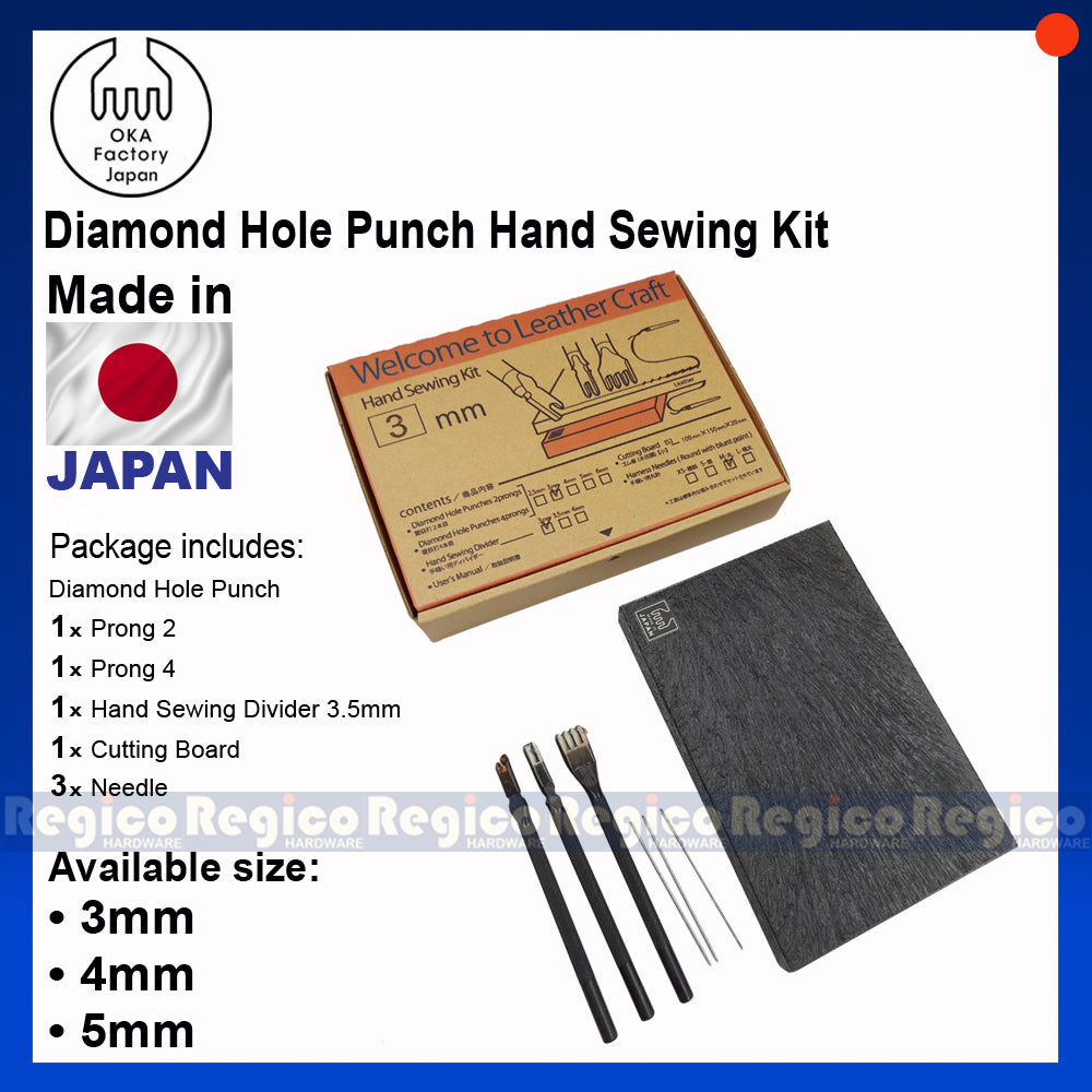 Oka Diamond Hole Punch Set Hand Sewing Kit Made in Japan Leather craft Leatherwork Set