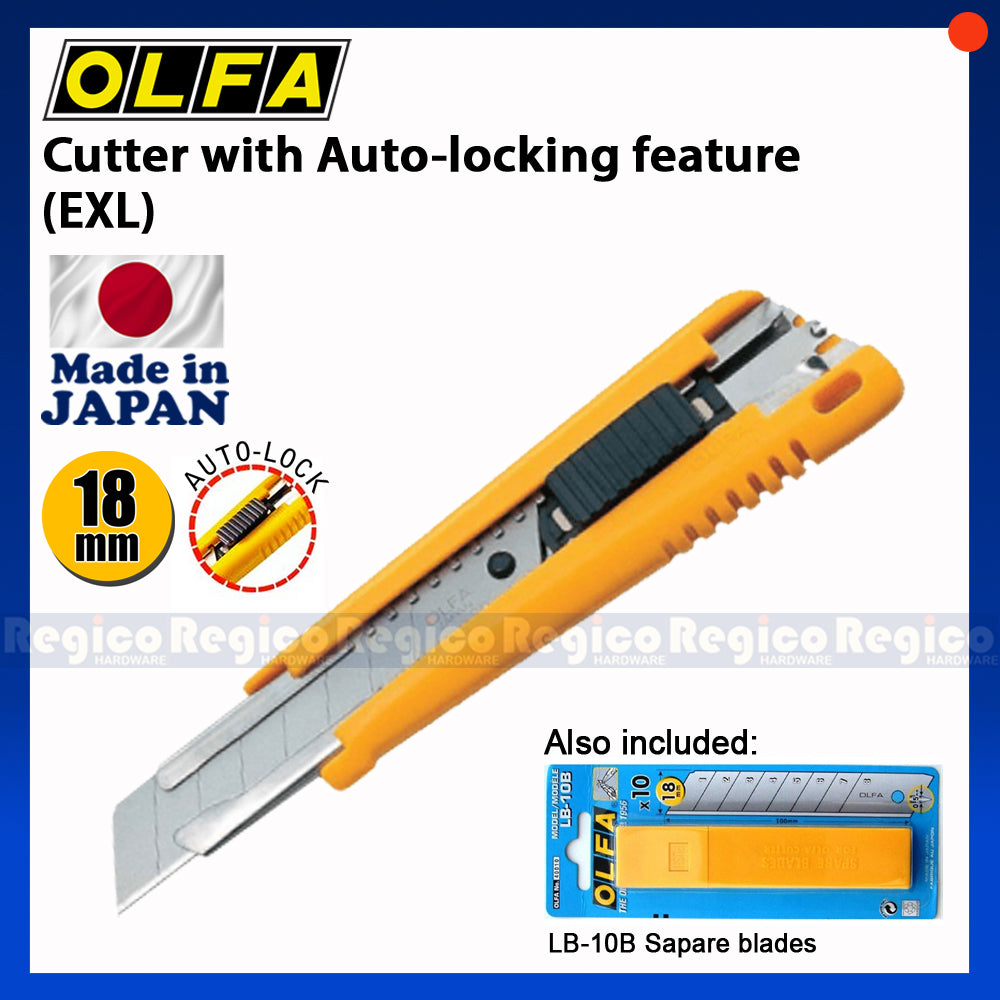 OLFA Cutter with Auto-locking feature (EXL) and spare blade(LB-10B)