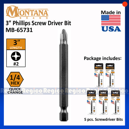 5pcs. Montana 3 inch Philips Screw PH2 screwdriver screw bits MB-65731