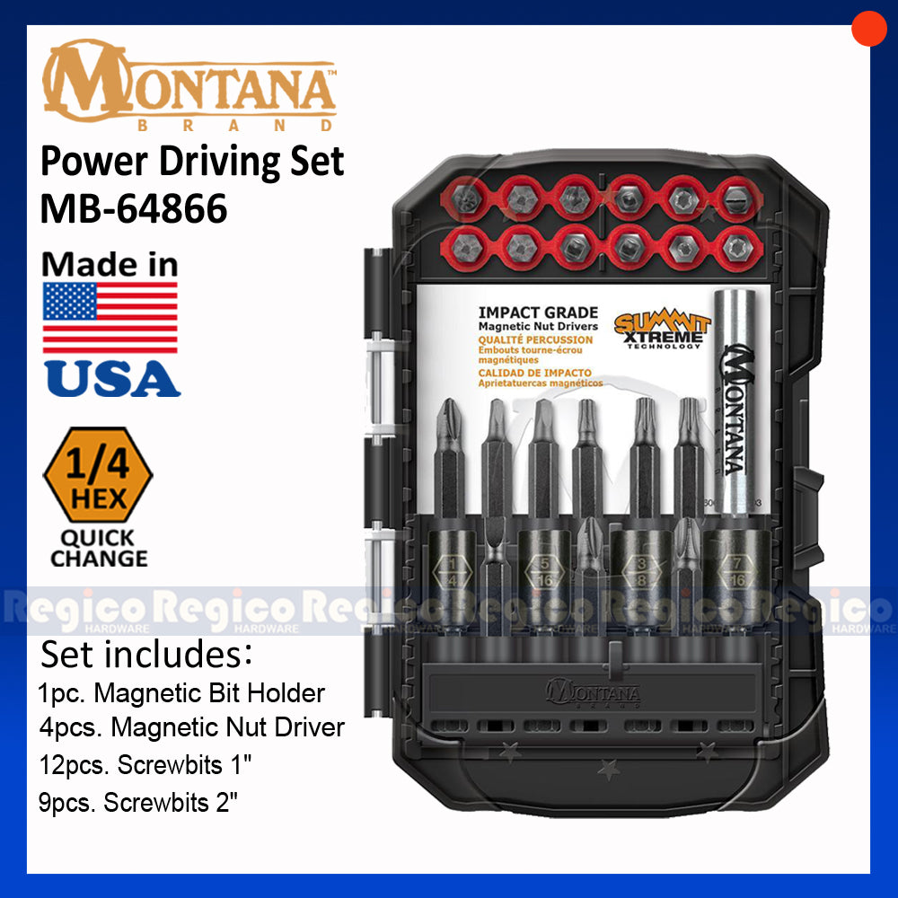 Montana 26pcs Power Driving Magnetic Screwbit Screw bit Set MB-64866