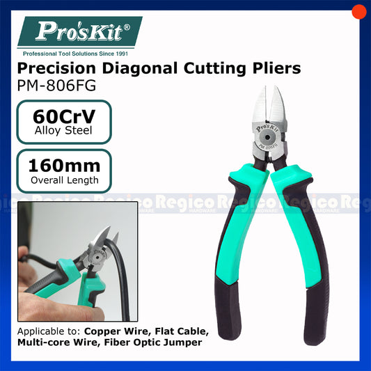 Proskit 6in 160mm 60CrV Carbon Steel Precision Diagonal Cutter PM-806FG
