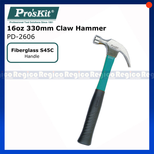 ProsKit 16oz 330mm Heavy Duty Straight Rip Claw Hammer PD-2606