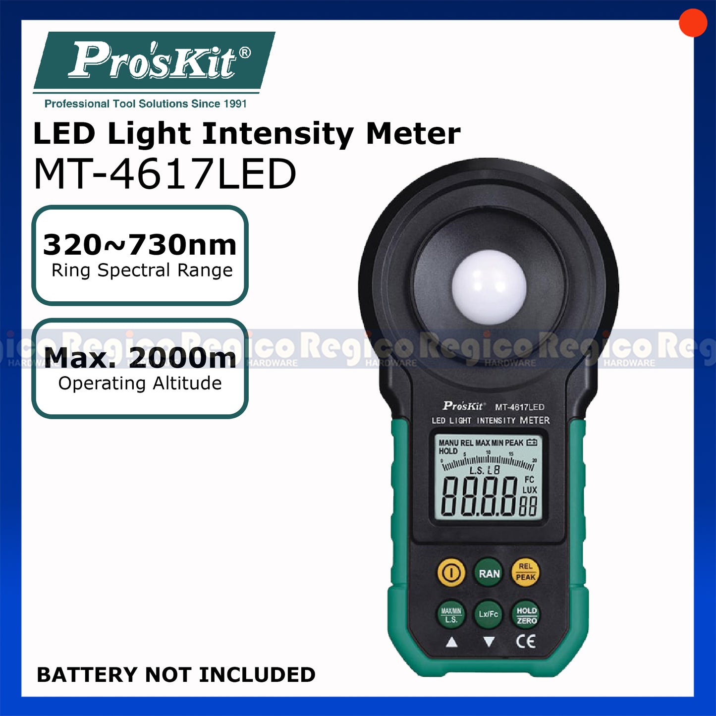 Proskit LED Light Intensity Lux Meter Photometer UV Meter UV Radiometer LCD Illuminometer Luminance Tester MT-4617