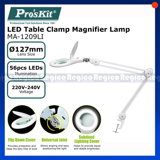 ProsKit 9W Led Table Clamp Magnifier Lamp MA-1209LI
