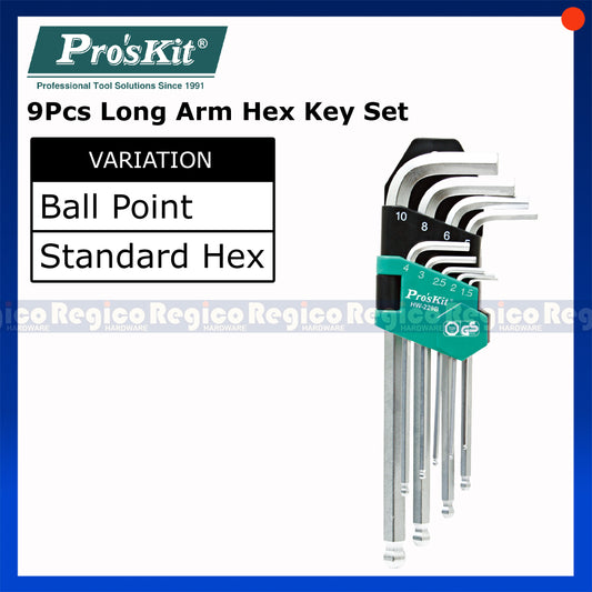 Proskit Metric Ball Point Long Arm Hex Key Set HW-229B HW-129