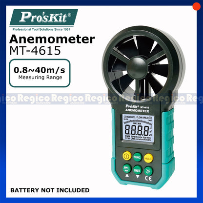 Proskit Digital Anemometer Wind Speed Mini Air Velocity Airflow Temperature Wind Speed Meter Tester with back light MT-4615
