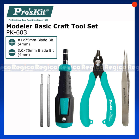 Proskit Modeler Side Cutter Precision Screwdriver Straight Tweezer Basic Modeler Tool Set PK-603