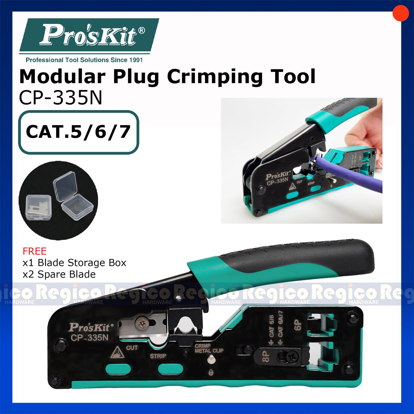 Proskit CAT.5/6/7  Crimper Crimping Ethernet Modular Plug Tool CP-335N