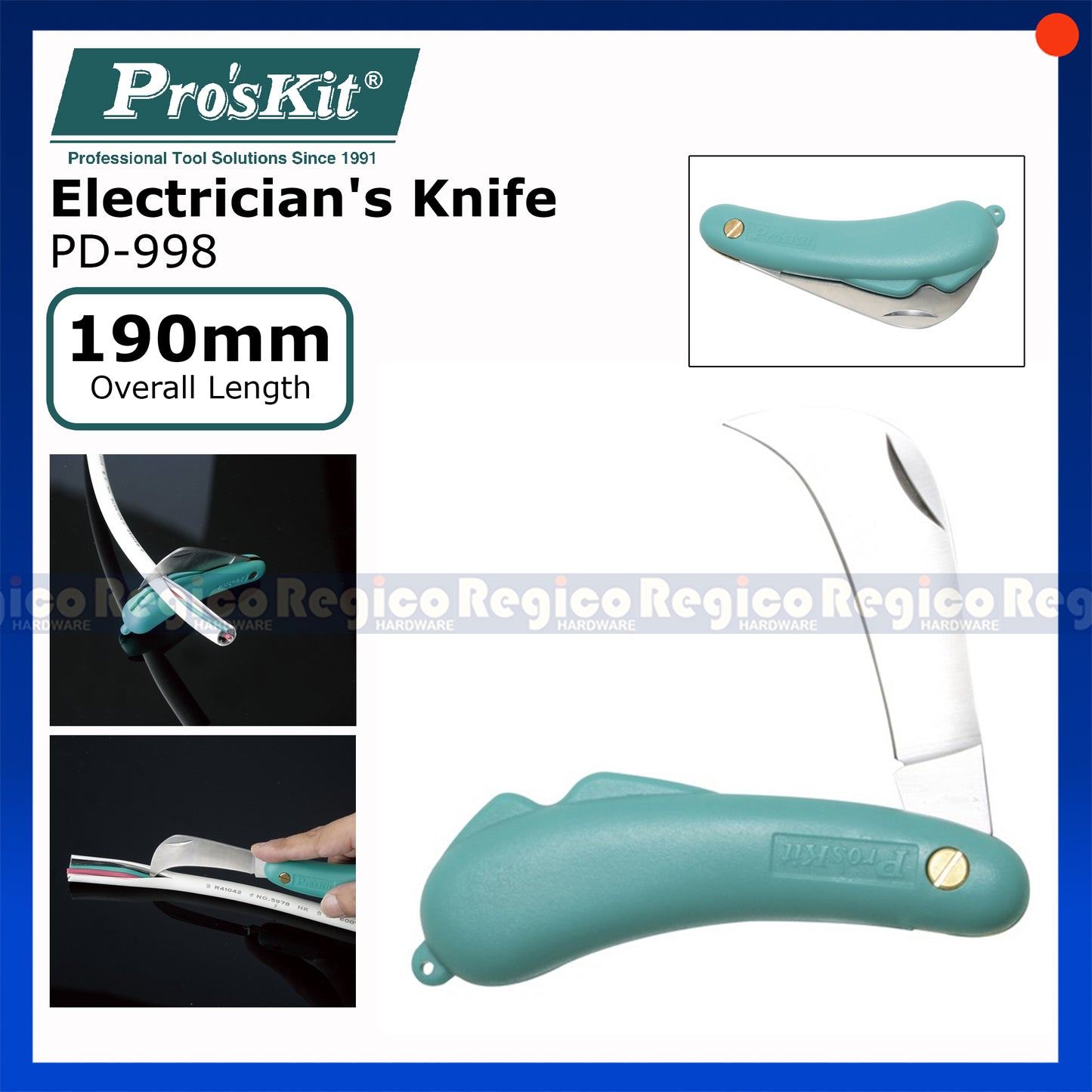 Proskit 190mm Electrician Wire Stripping Knife PD-998