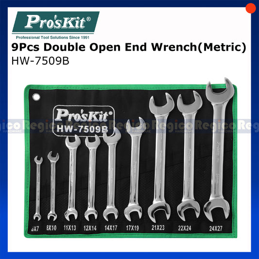 Proskit Metric Double Open End Wrench 9pcs Set HW-7509B Regico Hardware