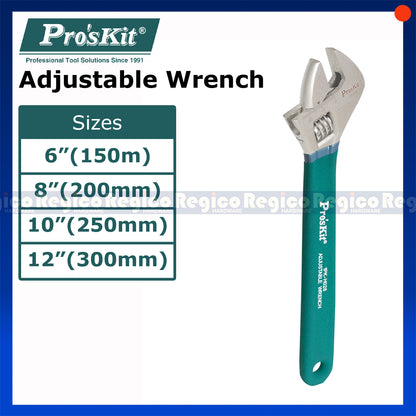 Proskit 6 8 10 12 inches Industrial Adjustable Wrench with non slip handle