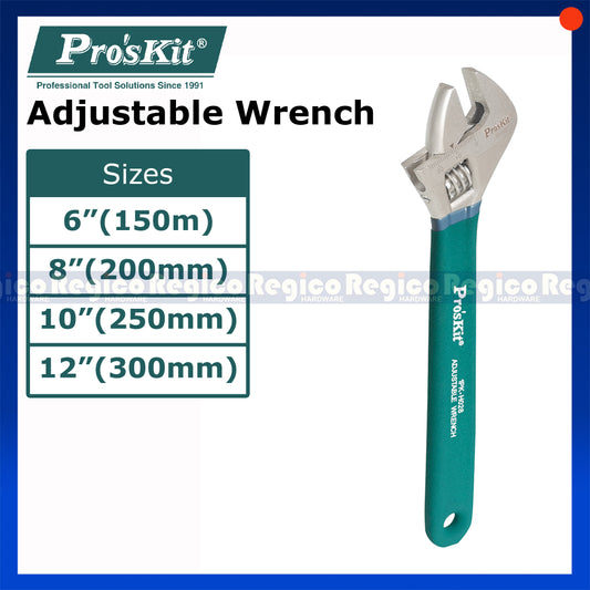 Proskit 6 8 10 12 inches Industrial Adjustable Wrench with non slip handle