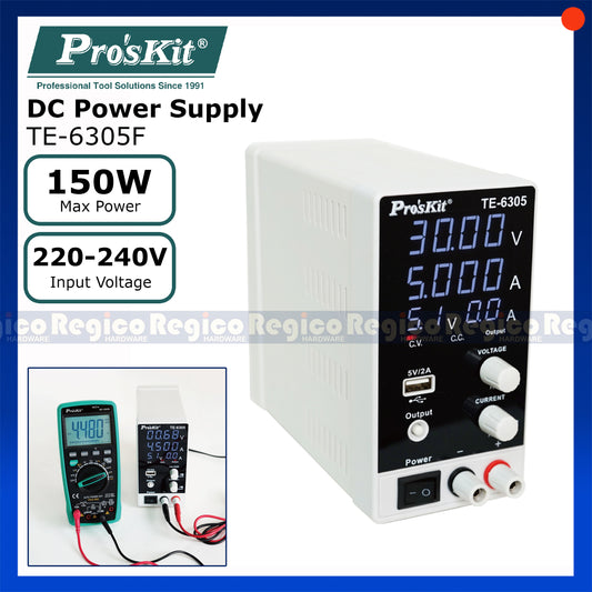 Proskit DC Regulated Power Supply 0-30V 0-5A TE-6305