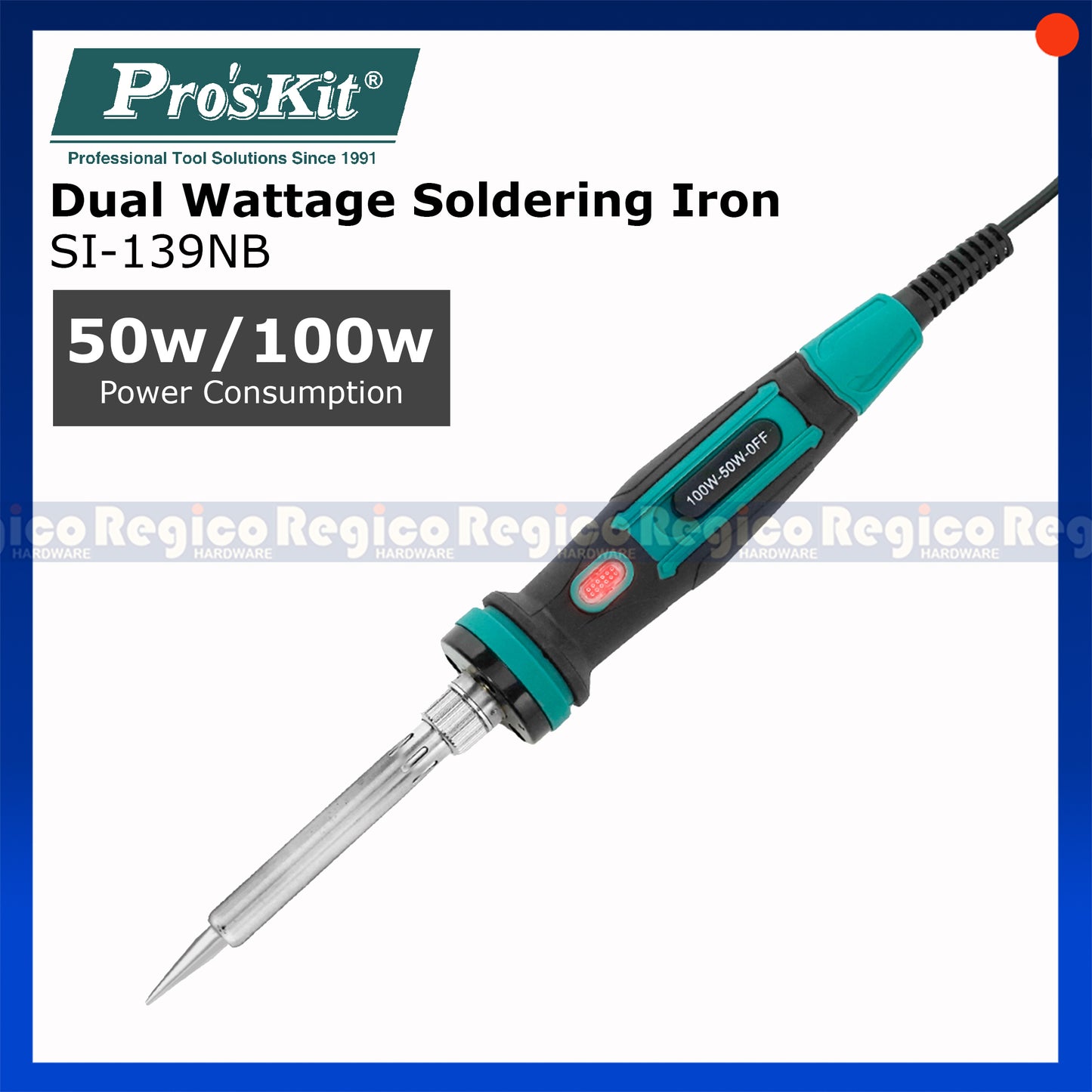 Pro'sKit 50w 100w Dual Wattage Soldering Iron Electrician Tools SI-139N