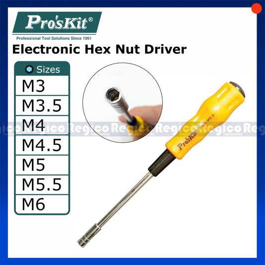 Proskit Hex Nut Drivers M3.5 M4 M4.5 M5 M5.5 M6 Electronic 3.0-6.0 Size Precision Hex Screwdriver Hand Tools