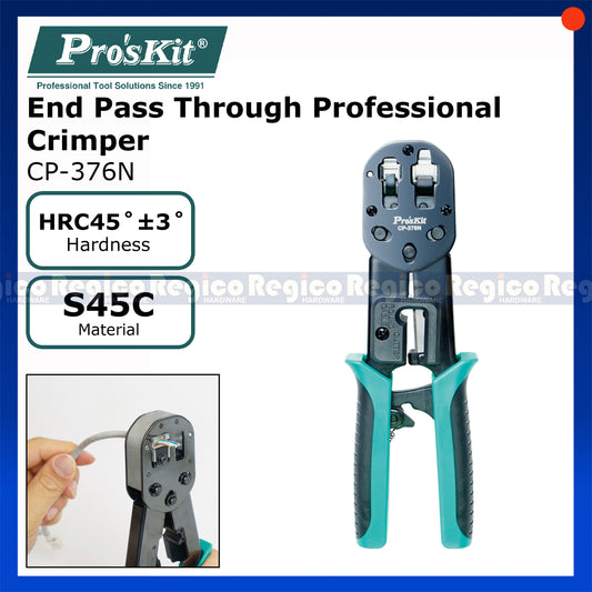 Proskit RJ11 RJ45 End Pass Through Network Wire Crimper Cable Cutter Wire Stripper Stripping Tools CP-376N