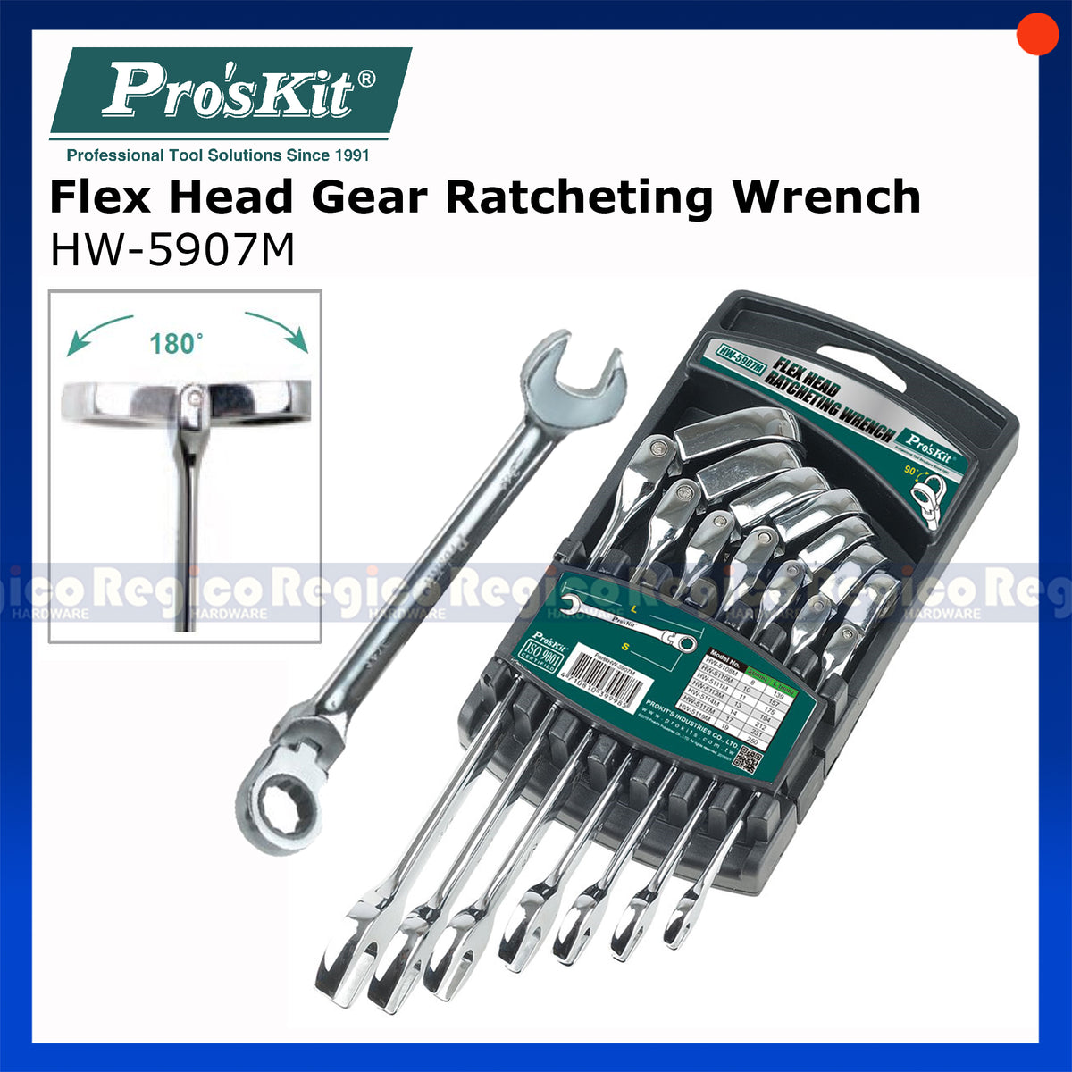 Proskit Flex Head Ratcheting Wrench Set HW-5907M