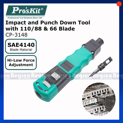 Proskit Impact Punch Down Tool Network Line Pressing Pliers 110 and 66 Combi-Blade CP-3148