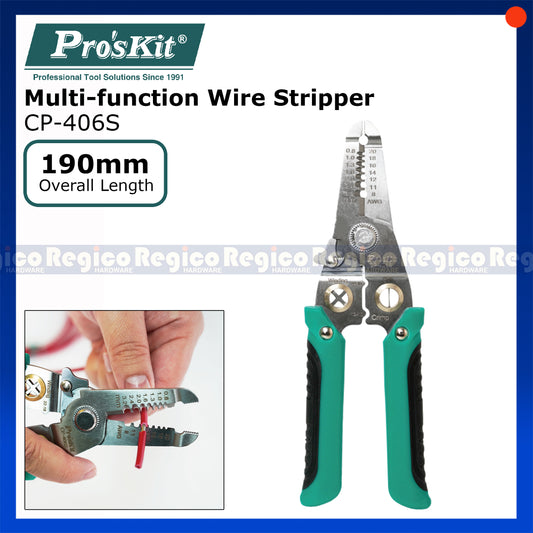 Proskit Multi-Function Clamping Stripping Cutting Winding Crimping Wire Stripper CP-406S