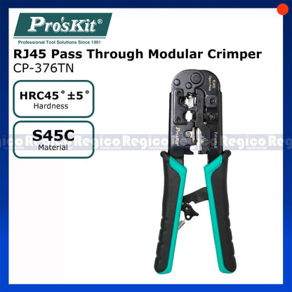 Proskit RJ45 RJ12 RJ11 End Pass Through Network Wire Ratchet  Crimper Cable Cutter Wire Stripper Stripping Tools CP-376TN