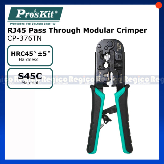 Proskit RJ45 RJ12 RJ11 End Pass Through Network Wire Ratchet  Crimper Cable Cutter Wire Stripper Stripping Tools CP-376TN