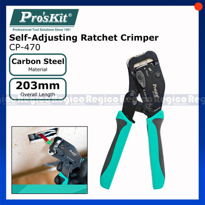 Pro'sKit CP-470 Self-Adjusting Ratchet Crimper | Ferrule Crimping Tool | Wire Terminal Crimper 0.08-10mm² 16mm²