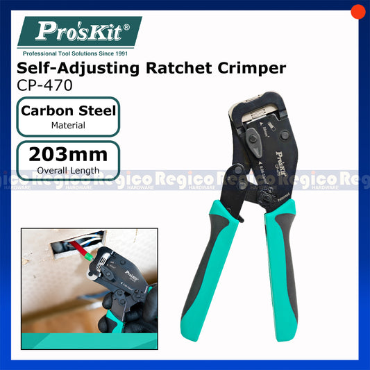 Pro'sKit CP-470 Self-Adjusting Ratchet Crimper | Ferrule Crimping Tool | Wire Terminal Crimper 0.08-10mm² 16mm²