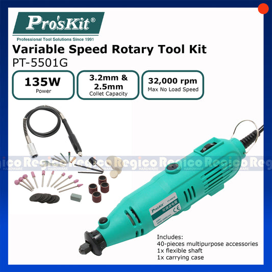Proskit Variable Speed Rotary Tool with Flexible Shaft 40pcs Accessories set PT-5501G