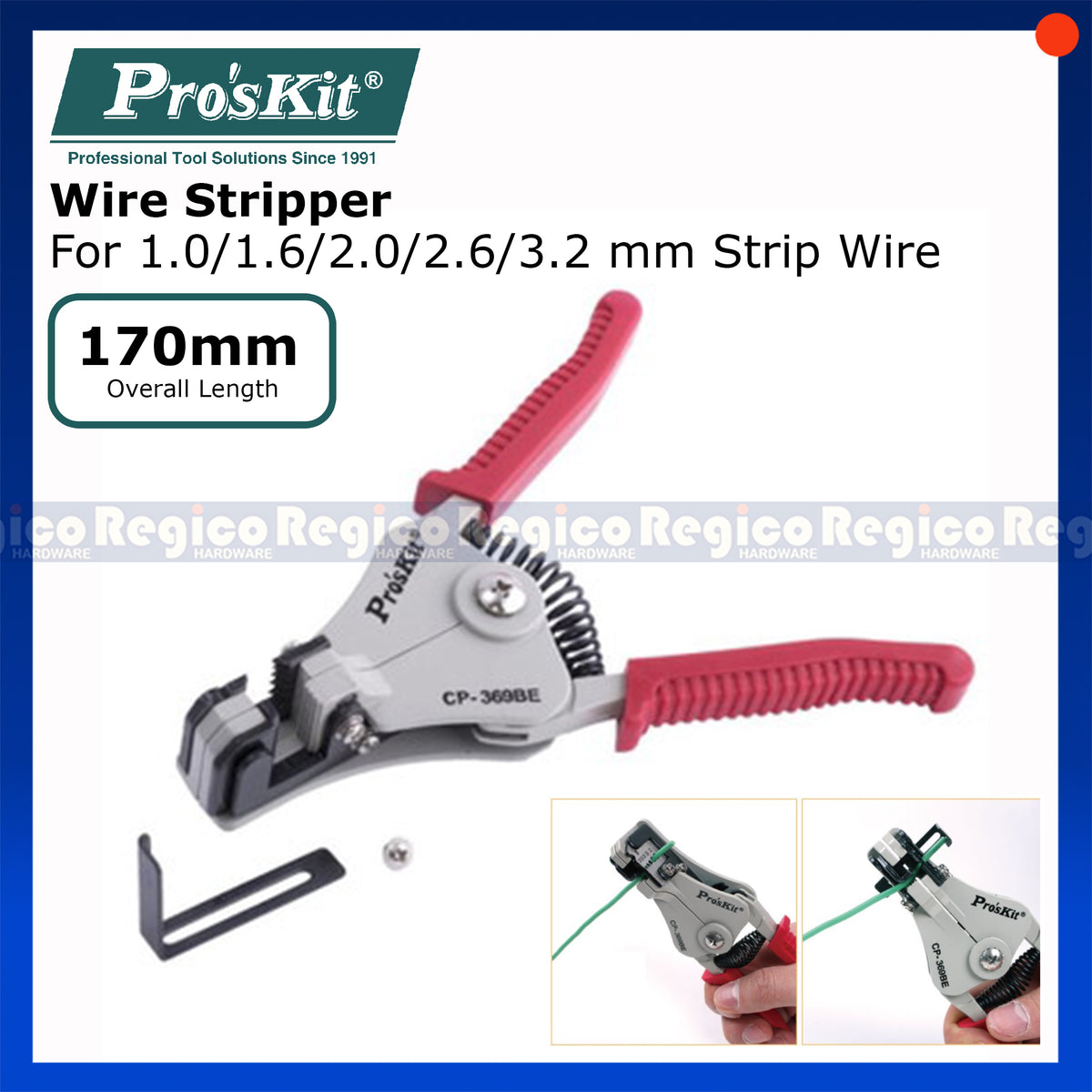 Pro'sKit CP-369BE Wire Stripper 1.0-3.2mm | Electrical Wire Stripping Tool Cable Stripper