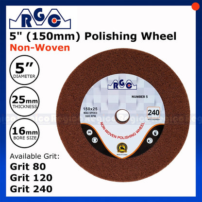 RGC  5" 150mm Polishing Wheel Non Woven Grit 80 120 240 G80 G120 G240