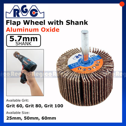 RGC Aluminum Oxide Flap Wheel with Shank for Electric Cordless Hand Drill  Grit 60 80 100
