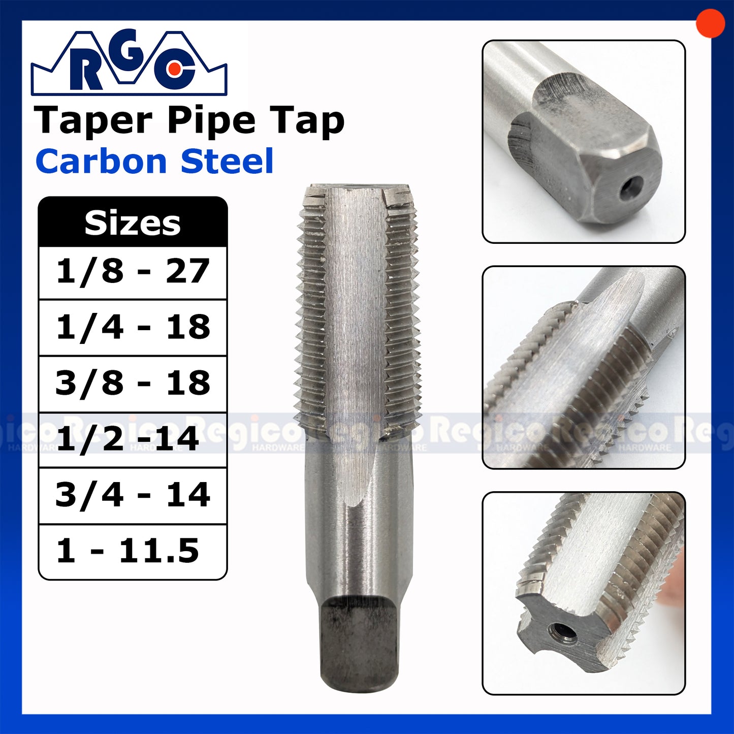 RGC NPT Taper Pipe Tap Carbon Steel Ground