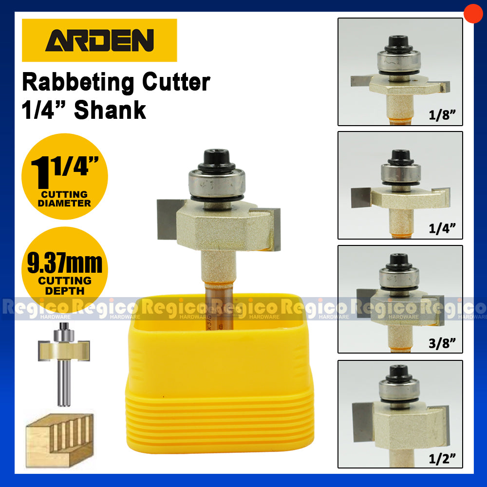 ARDEN 1/4  Shank Rabbeting Cutter Router Bit for Woodworking #1606