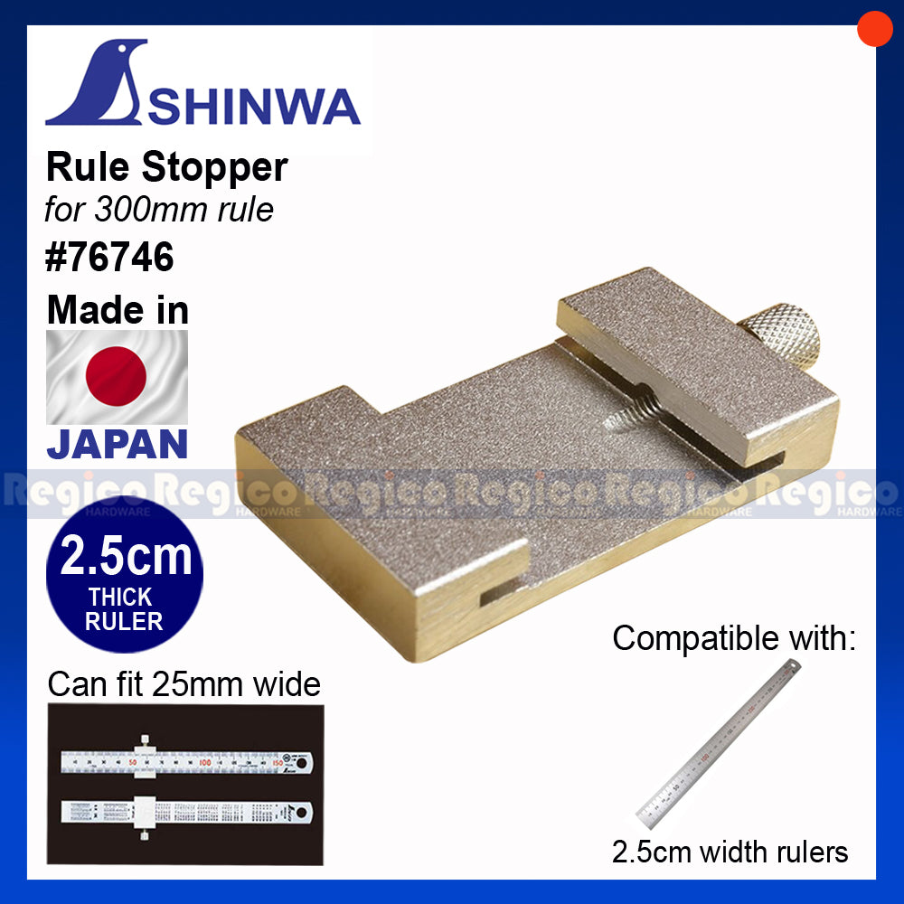 Shinwa 30 cm (12 inch) Stainless Steel Straight Ruler Brass Stopper Made In Japan